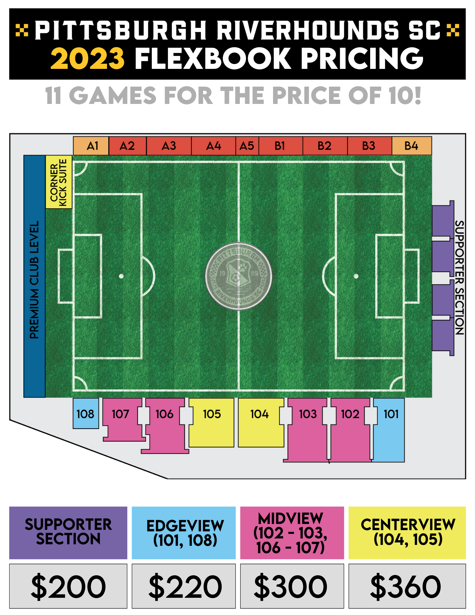 Pittsburgh Riverhounds SC Flexbook Tickets - Stadium Seating Chart