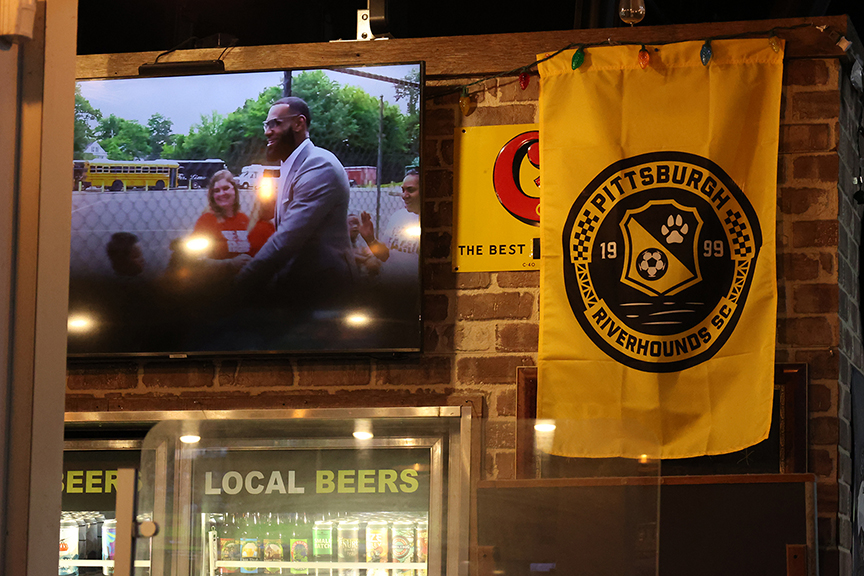 Members of the Riverhounds Business Alliance meet at the RBA's Feburary event at Mike's Beer Bar.