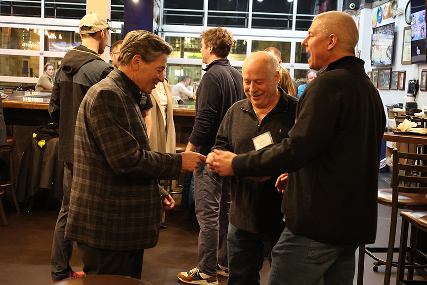 Members of the Riverhounds Business Alliance meet at the RBA's Feburary event at Mike's Beer Bar.