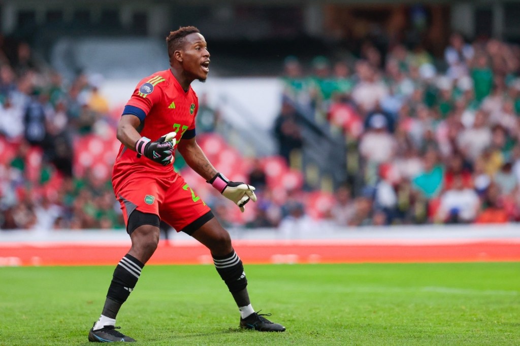 Goalkeeper Jahmali Waite watches play unfold during Jamaica's CONCACAF Nations League match against Mexico at Estadio Azteca in Mexico City on March 26, 2023.