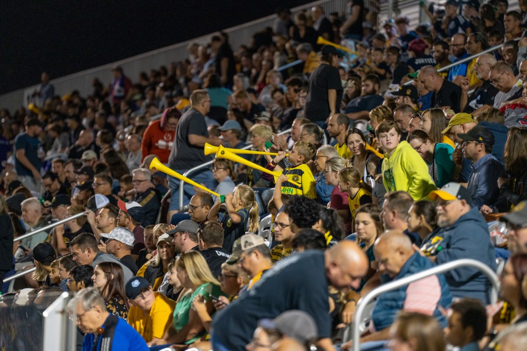 Crowd shot of Highmark Stadium during the Riverhounds' 3-2 win over FC Tulsa on Sept. 30, 2023