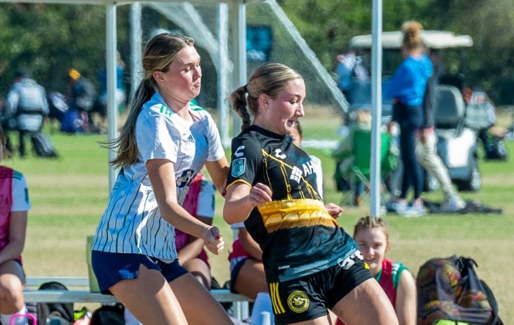 RDA 2009 Girls forward Anna Korney holds off a defender during play in the ECNL Champions League last June. (Submitted photo)