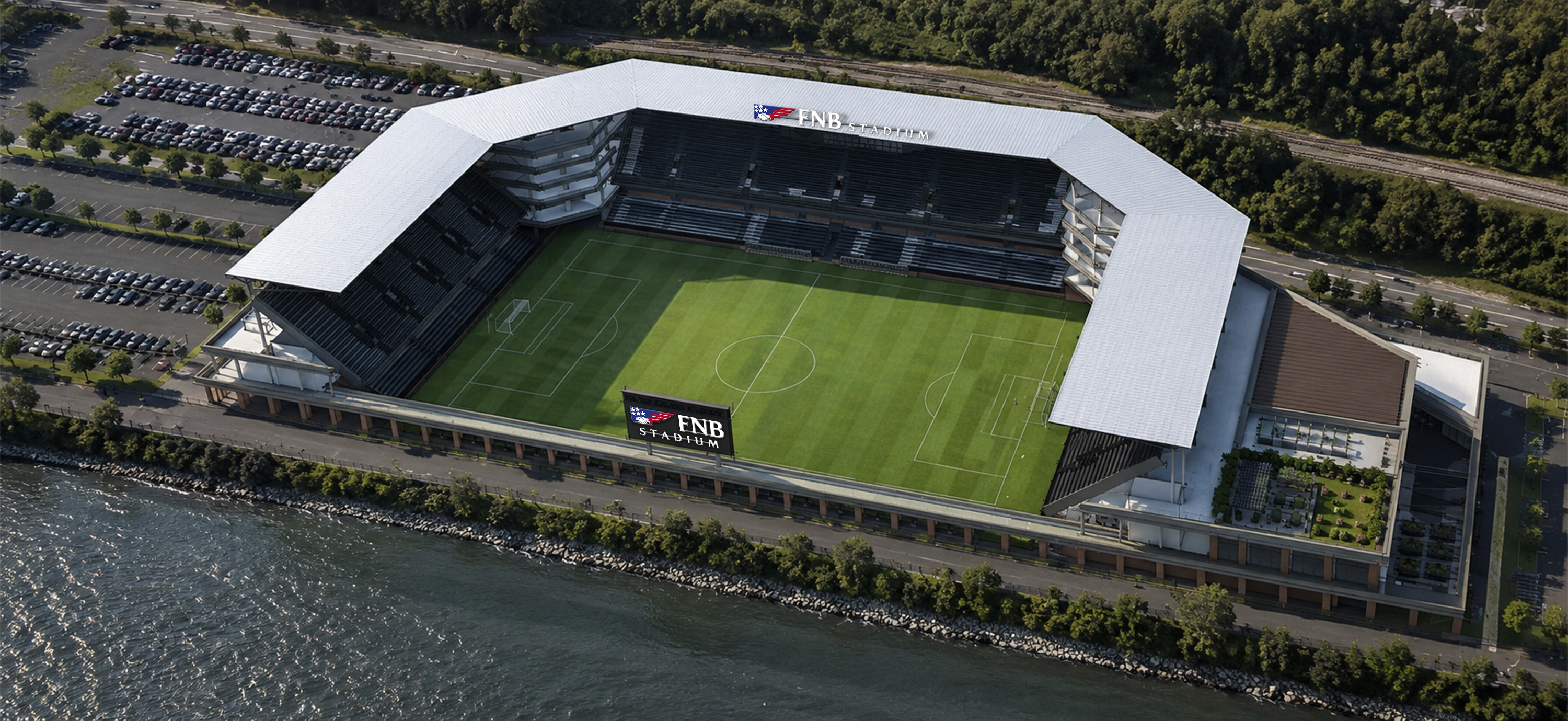 Aerial rendering of the expanded F.N.B. Stadium on the South Shore