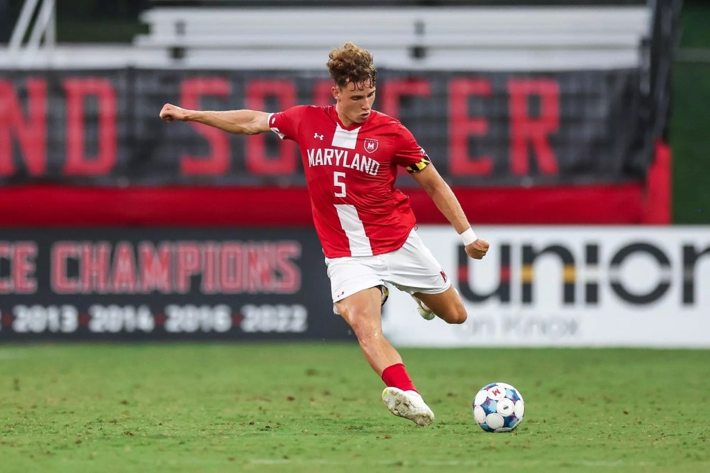 The Pittsburgh Riverhounds have signed former University of Maryland defender Lasse Kelp, a 2025 MAC Hermann Trophy semifinalist. (Photo: Maryland Athletics)