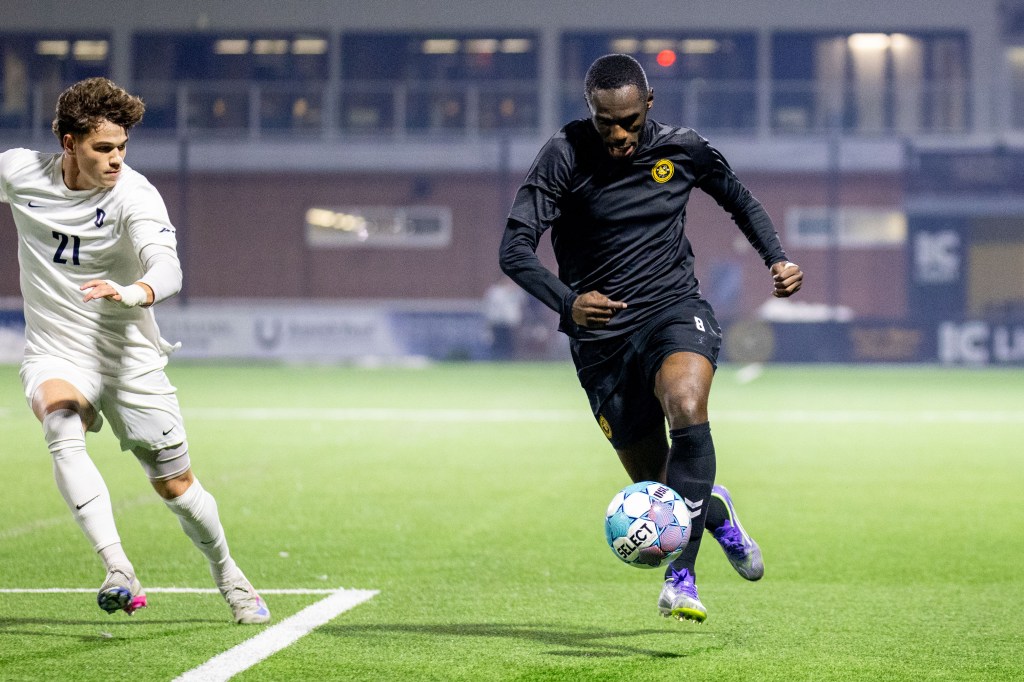 Junior Etou is poised to become the 19th player with 100 appearances for the Pittsburgh Riverhounds in the 2026 season opener. (Photo: Chris Cowger/Riverhounds SC)