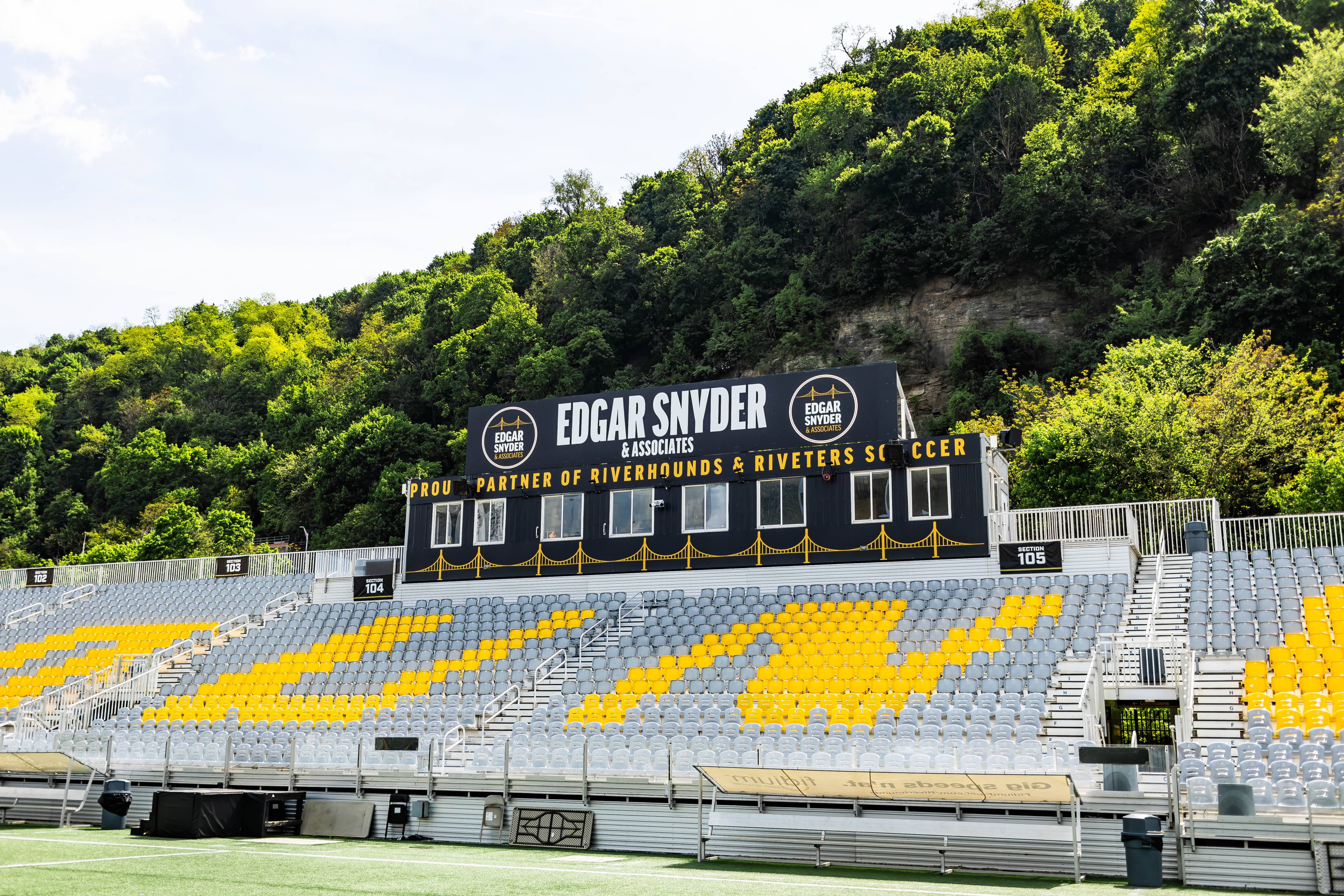 The Edgar Snyder & Associates Press Box at F.N.B. Stadium in Pittsburgh